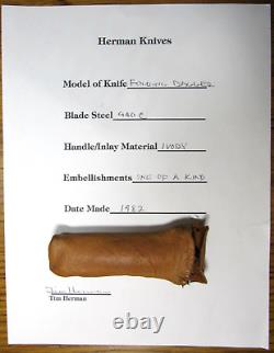 Tim Herman Custom Folding Dagger Knife One of a Kind withOriginal Sheath, Document