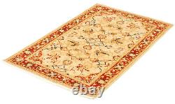 Traditional Hand-Knotted Bordered Carpet 3'10 x 6'1 Wool Area Rug