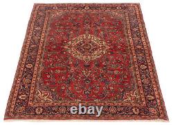 Traditional Vintage Hand-Knotted Carpet 4'5 x 7'1 Wool Area Rug