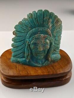 Turquoise Carving/ Sculpture Of Native American hand crafted one of a kind