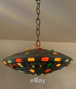 UFO Lamp Hanging Handmade Vintage One Of A Kind Aliens Decor