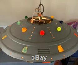 UFO Lamp Hanging Handmade Vintage One Of A Kind Aliens Decor