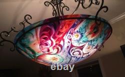 Ulla Darni Original with iron frame Hand painted glass chandelier-One of a kind