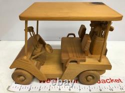 Unique Golfer Collectable, Wood Golf Cart, Incredibly Detailed, One Of A Kind