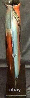 Unique Jasmine Fused Art Glass Vase on Metal Base One of A Kind