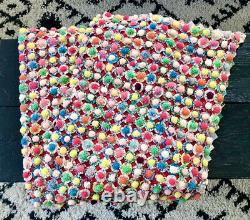 Unique One Of A Kind Vintage 1920-1940 YoYo Pom Handmade Kids Quilt Wall Art