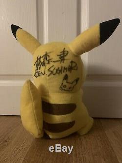 Unique Pokemon Collectible. Pikachu Plush SIGNED BY KEN SUGIMORI. One Of A Kind