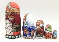 Unique Russian Nesting DOLL Hand Painted in watercolor One of kind Babushka set