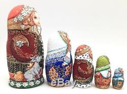 Unique Russian Nesting DOLL Hand Painted in watercolor One of kind Babushka set