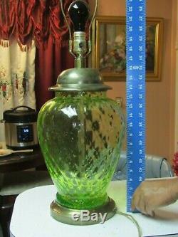 Unique Vintage, One of Kind, Uranium Glass Electric Lamp, Very Large, Working