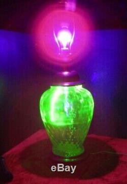 Unique Vintage, One of Kind, Uranium Glass Electric Lamp, Very Large, Working