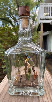 Unique art. Collectable bottle whimsey. One of a kind. Jack Daniels bottle
