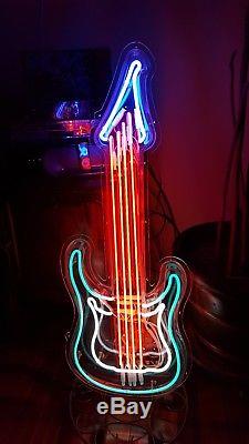 Unique guitar neon sign lights game room man cave music One of a kind Xmas Gift