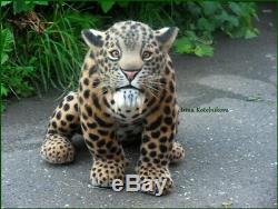 Unique, one-of-a-kind needle felted saber-toothed cat, leopard, Megantereon cat