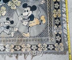 VERY EARLY 1930's MICKEY & MINNIE MOUSE CARPET EXTREMELY RARE ONE-OF-A-KIND