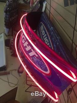 VERY RARE BUD LIGHT NEON BEER SIGN 42x10x12 Arch Shape One Of A Kind Sign