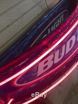 VERY RARE BUD LIGHT NEON BEER SIGN 42x10x12 Arch Shape One Of A Kind Sign