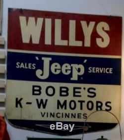 VINTAGE Willys Jeep Double Sided Sign ONE OF A KIND