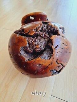 VTG Muir Woods Manzanita Redwood Burl Wood Vase Signed Artist Dave Kindley MCM