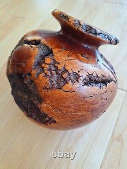 VTG Muir Woods Manzanita Redwood Burl Wood Vase Signed Artist Dave Kindley MCM