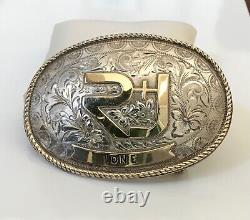 VTG Nelson-Silvia Co. Sterling Silver & 10K Gold Belt Buckle One-of-a-Kind