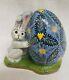 Vaillancourt Chalkware Easter Bunny Holding Pysanky Egg One Of A Kind Signed