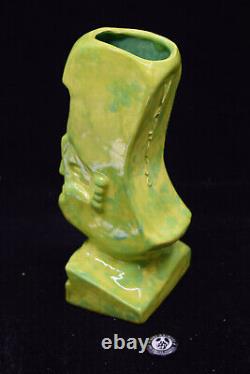 Vallejo Tiki Mug Orange Eye Tiki Kaimuki Moai One of a Kind Green Glaze