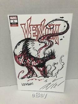 Venom 1Signed By Donny Cates & Tyler Kirkham One Of a Kind Art Sketch Of Carnage