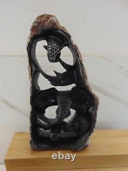 Very Rare Original One Of A Kind Hand Carved From Solid Stone Of African Animals