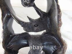 Very Rare Original One Of A Kind Hand Carved From Solid Stone Of African Animals