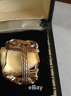 Vintage 14k Gold Elk Tooth Ring- designed by an artist- one of a kind, 7.1 grams
