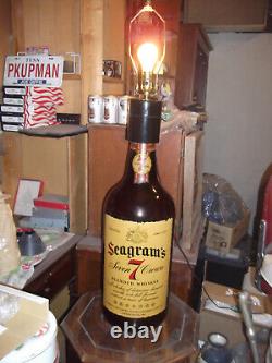 Vintage 3 Gallon 29 Tall Glass Seagram's 7 Bottle Custom Lamp One Of A Kind