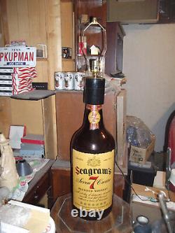 Vintage 3 Gallon 29 Tall Glass Seagram's 7 Bottle Custom Lamp One Of A Kind