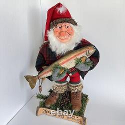 Vintage AL KIDWELL Fishing Santa One Of A Kind Art Piece Signed Whimsical