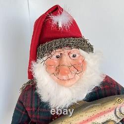 Vintage AL KIDWELL Fishing Santa One Of A Kind Art Piece Signed Whimsical
