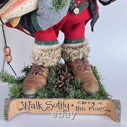 Vintage AL KIDWELL Fishing Santa One Of A Kind Art Piece Signed Whimsical