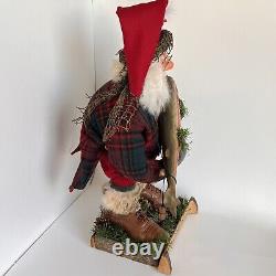 Vintage AL KIDWELL Fishing Santa One Of A Kind Art Piece Signed Whimsical