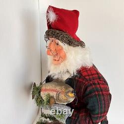Vintage AL KIDWELL Fishing Santa One Of A Kind Art Piece Signed Whimsical