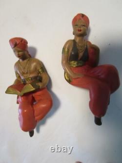 Vintage Alexander Backer Chalkware 2 shelf Sitter figurines Arabian line 1960's