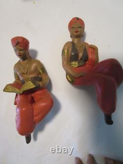 Vintage Alexander Backer Chalkware 2 shelf Sitter figurines Arabian line 1960's