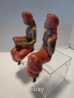 Vintage Alexander Backer Chalkware 2 shelf Sitter figurines Arabian line 1960's