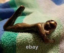 Vintage Antique Brass Bronze Nude Naked Woman Sculpture Handmade One of a Kind