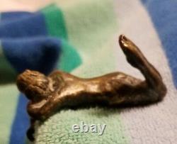 Vintage Antique Brass Bronze Nude Naked Woman Sculpture Handmade One of a Kind