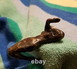 Vintage Antique Brass Bronze Nude Naked Woman Sculpture Handmade One of a Kind