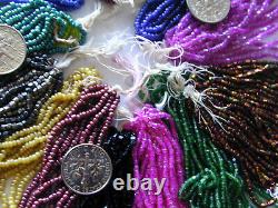 Vintage Antique Glass Seed Beads Multi Colors 20 Mini Hanks ONE OF A KIND LOT