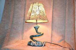Vintage Art Deco Nouveau Lamp Snake Coil Hand Painted Shade One-of-a-kind
