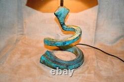 Vintage Art Deco Nouveau Lamp Snake Coil Hand Painted Shade One-of-a-kind