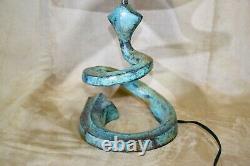 Vintage Art Deco Nouveau Lamp Snake Coil Hand Painted Shade One-of-a-kind