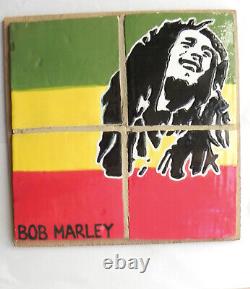 Vintage BOB MARLEY RASTA Glazed Art Tile Mural. One of a Kind. Reggae