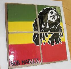 Vintage BOB MARLEY RASTA Glazed Art Tile Mural. One of a Kind. Reggae